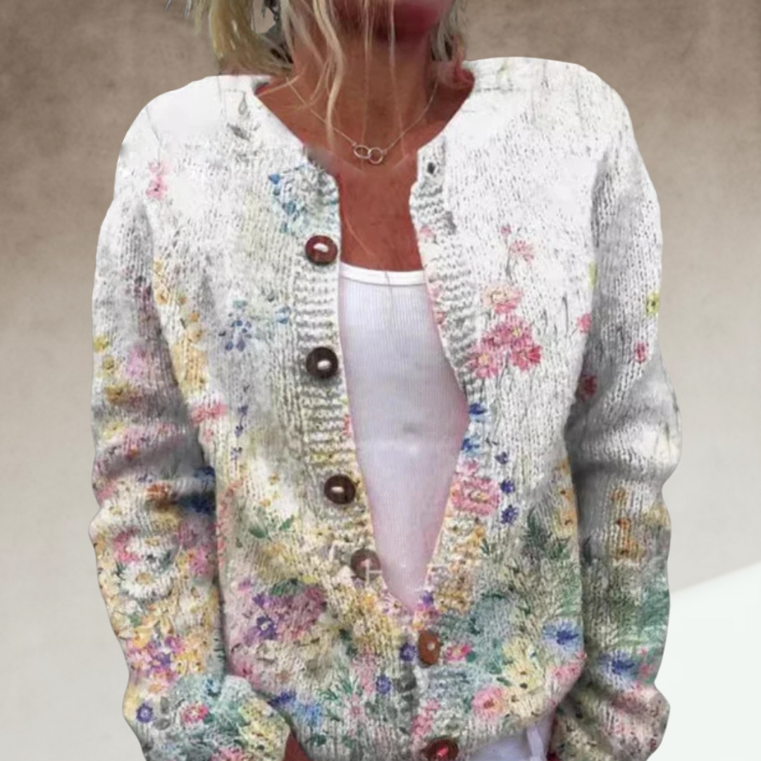 IRENE | ELEGANT FLORAL PATTERN CARDIGAN