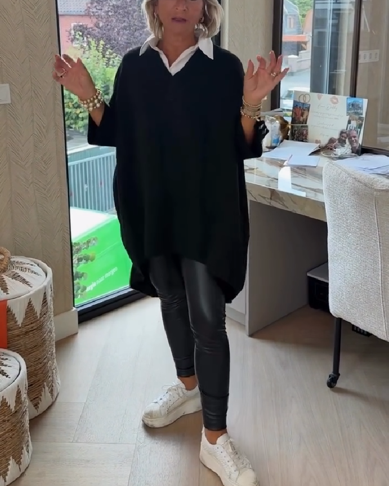 AVA | ELEGANT V-NECK BUTTONED ASYMMETRICAL JUMPER WITH TUMMY COVERAGE