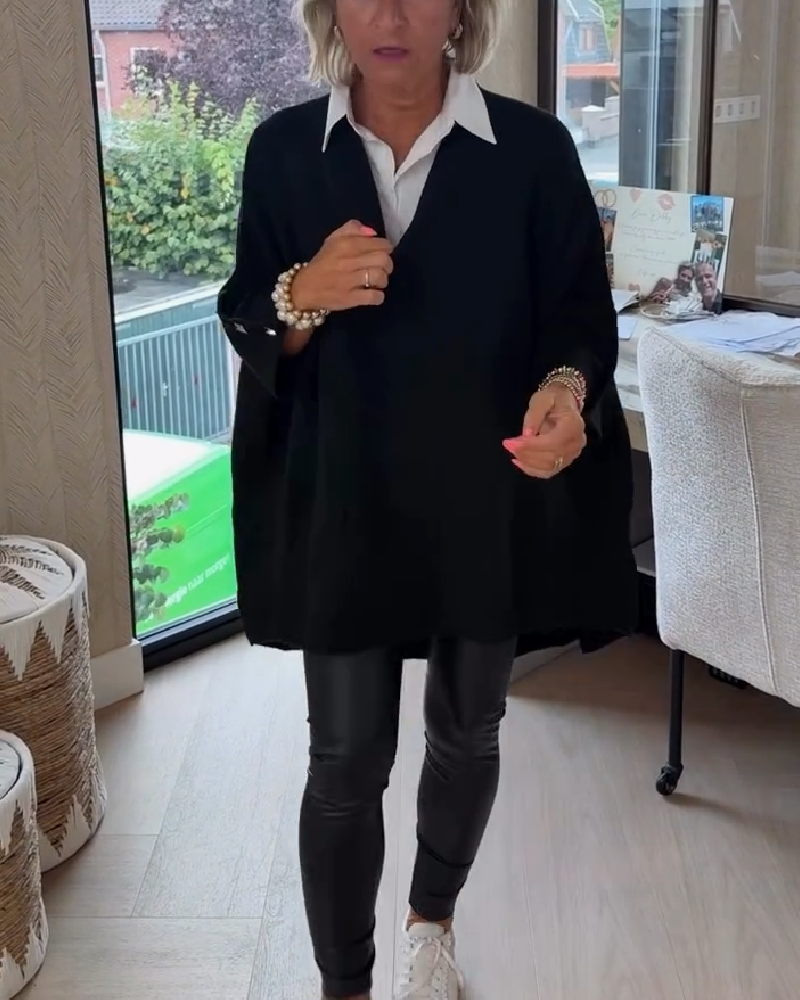 AVA | ELEGANT V-NECK BUTTONED ASYMMETRICAL JUMPER WITH TUMMY COVERAGE