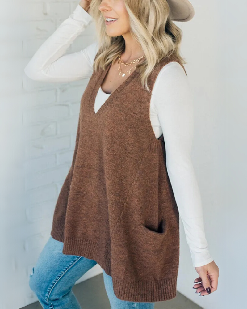 AROLA | ELEGANT COZY RELAXED-FIT KNIT VEST