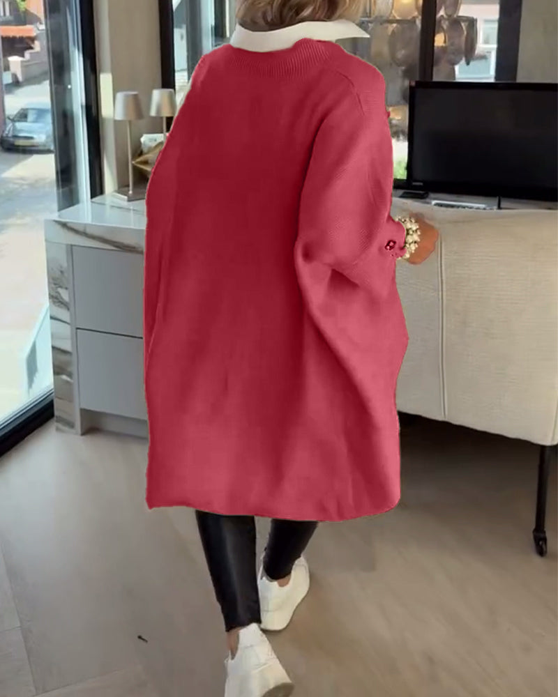 AVA | ELEGANT V-NECK BUTTONED ASYMMETRICAL JUMPER WITH TUMMY COVERAGE