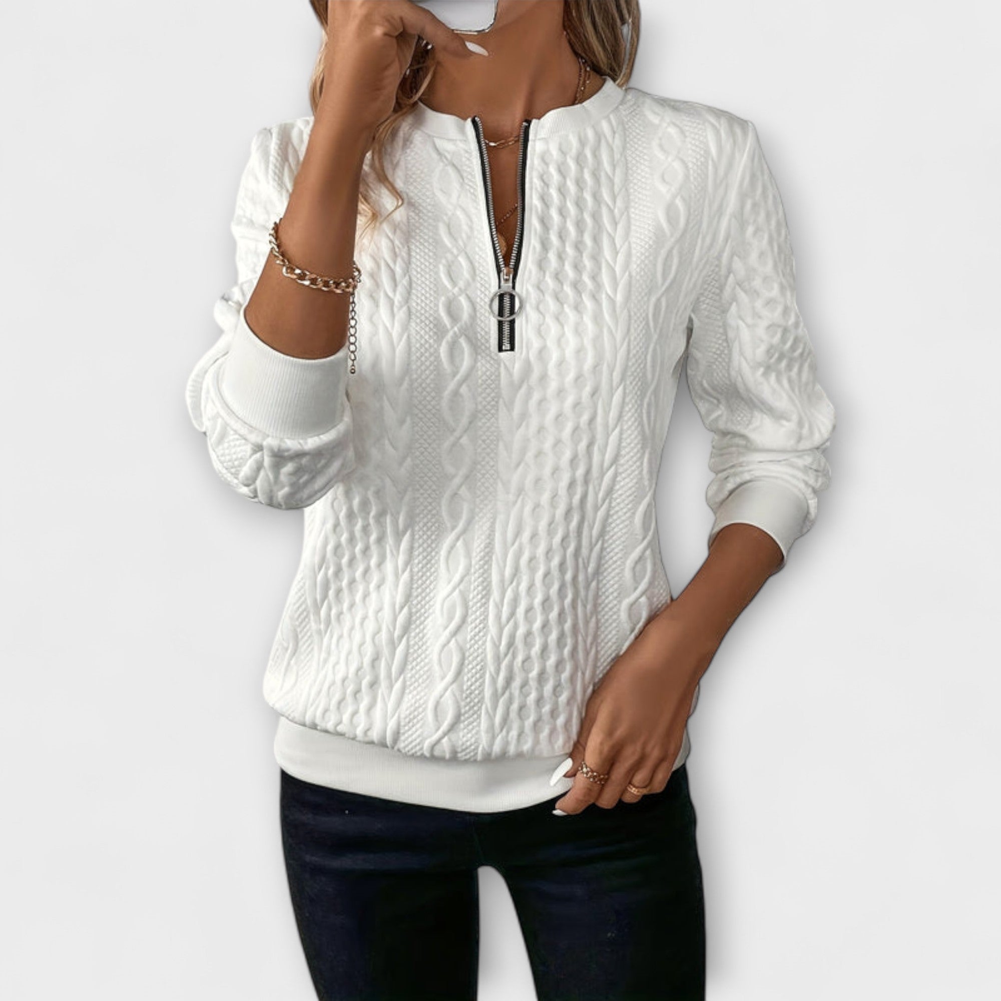JOY | CHIC ELEGANT KNIT ZIP-UP SWEATER