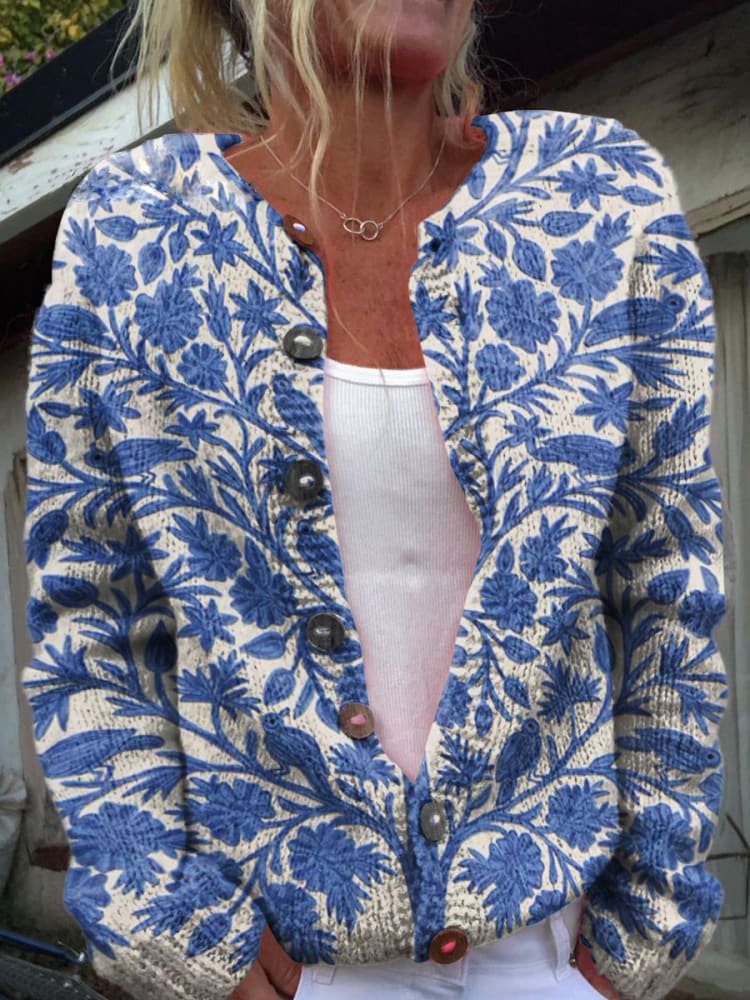 DORY | ELEGANT FLORAL CARDIGAN SWEATER WITH TUMMY COVERAGE