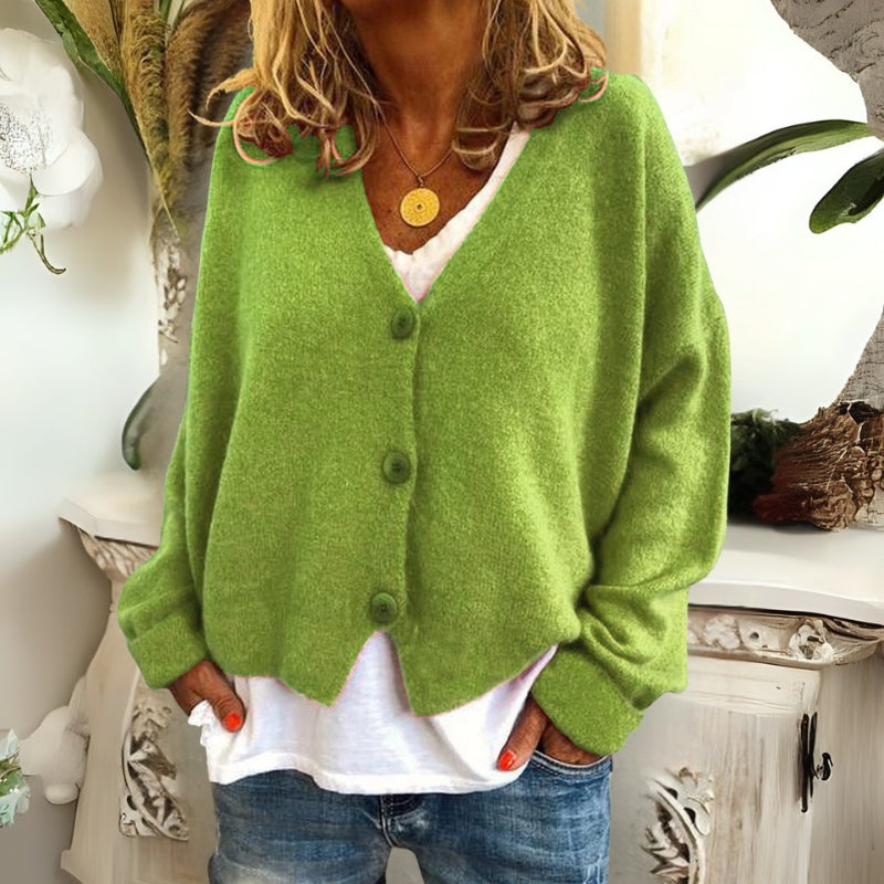 MIYA | CROPPED V-NECK CARDIGAN WITH ELEGANT TUMMY COVERAGE