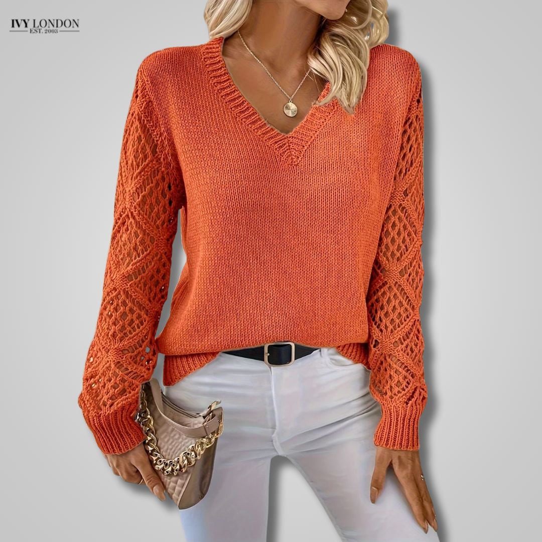 CHERRY | ELEGANT V-NECK WOMEN’S SWEATER