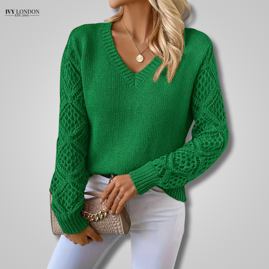 CHERRY | ELEGANT V-NECK WOMEN’S SWEATER