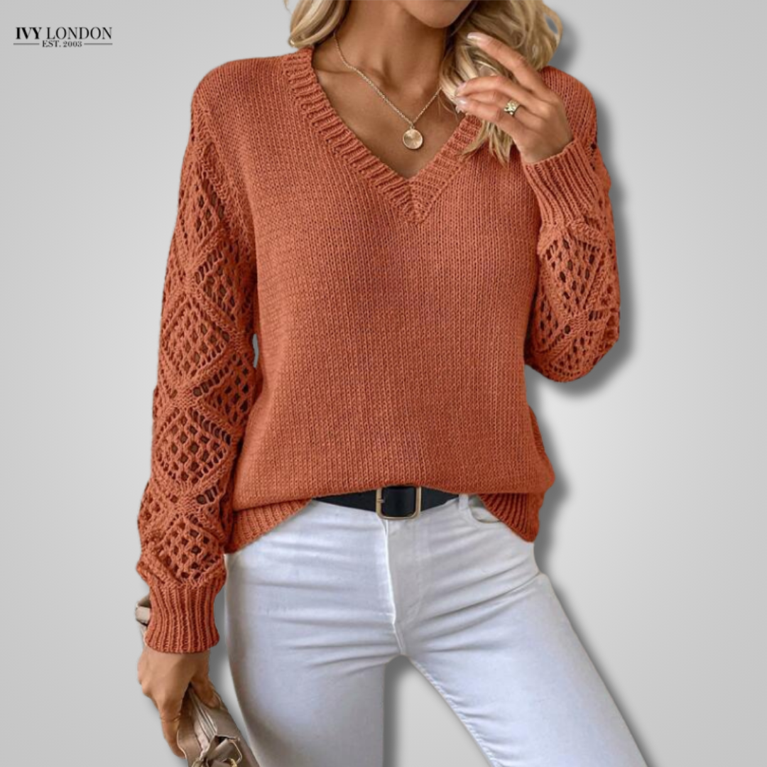 CHERRY | ELEGANT V-NECK WOMEN’S SWEATER