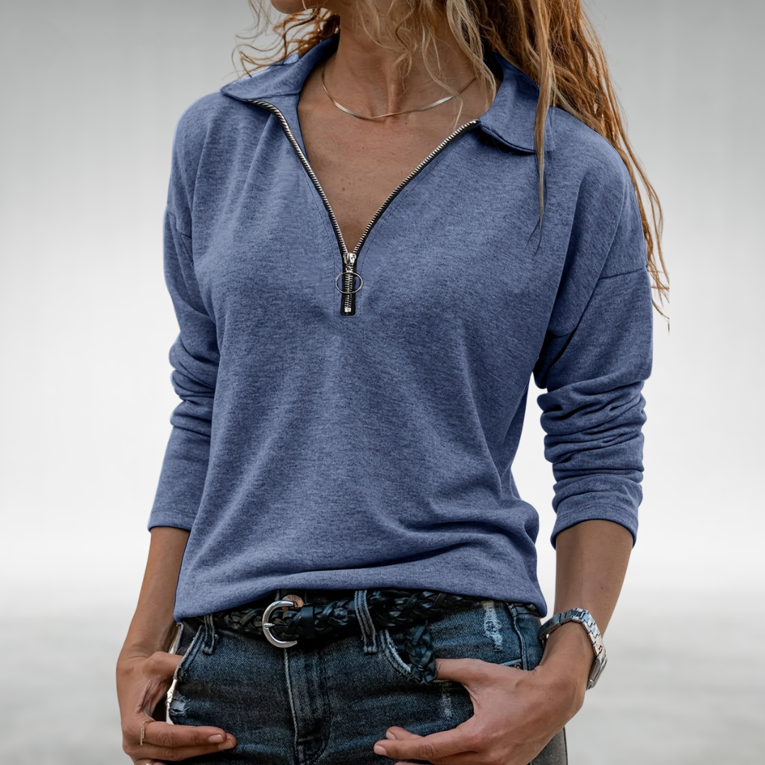 DOLORIS | HALF-ZIP PULLOVER WITH ELEGANT TUMMY COVERAGE