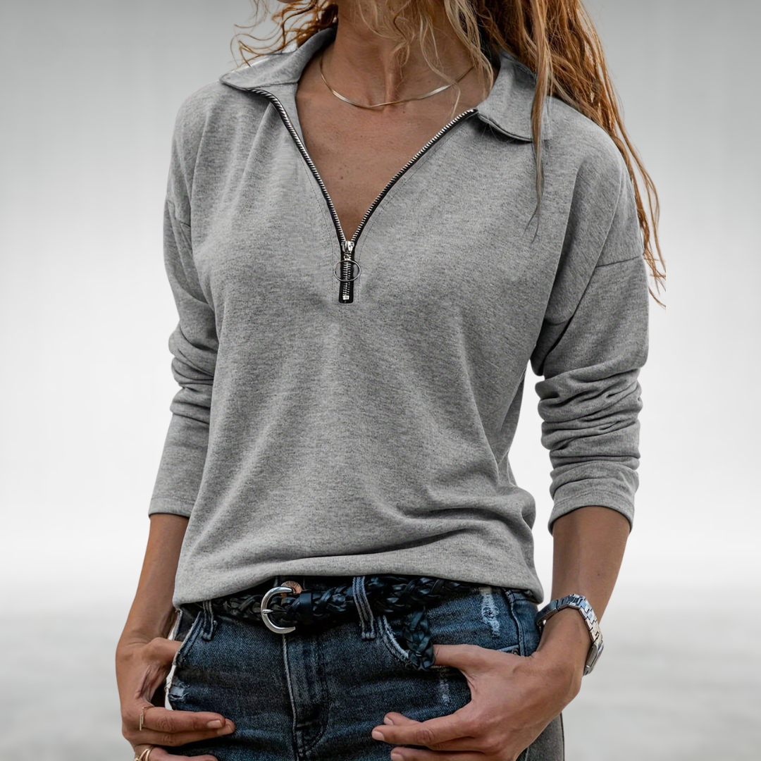 DOLORIS | HALF-ZIP PULLOVER WITH ELEGANT TUMMY COVERAGE