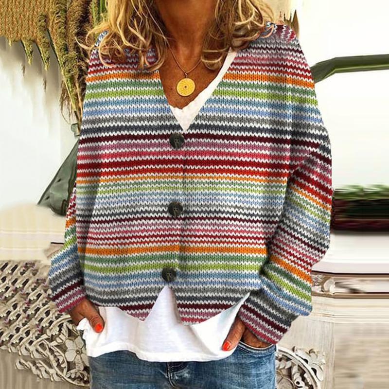FRAN | MULTICOLORED BUTTON-FRONT CARDIGAN