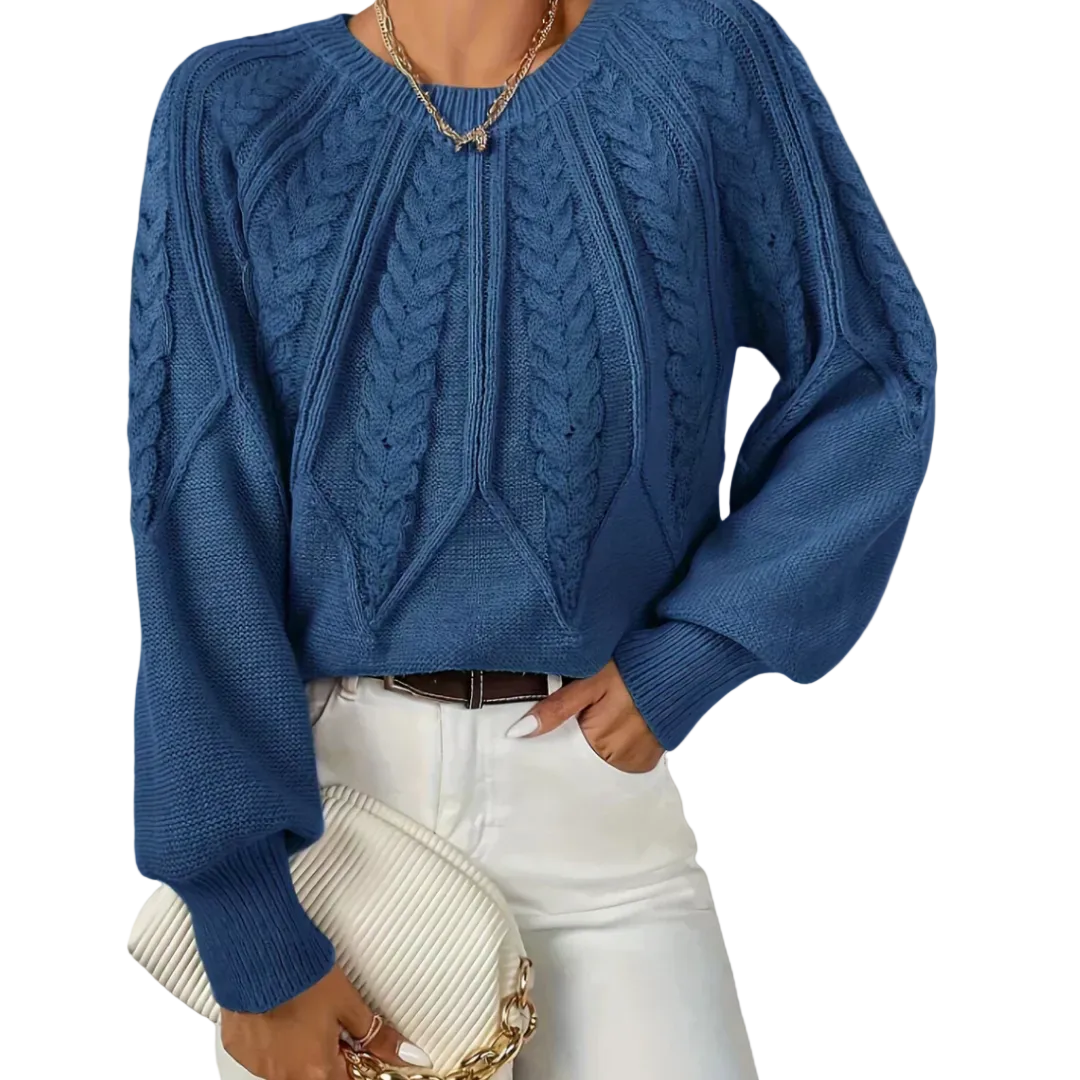 JILLIAN | CABLE KNIT RAGLAN SLEEVE SWEATER WITH TUMMY COVERAGE