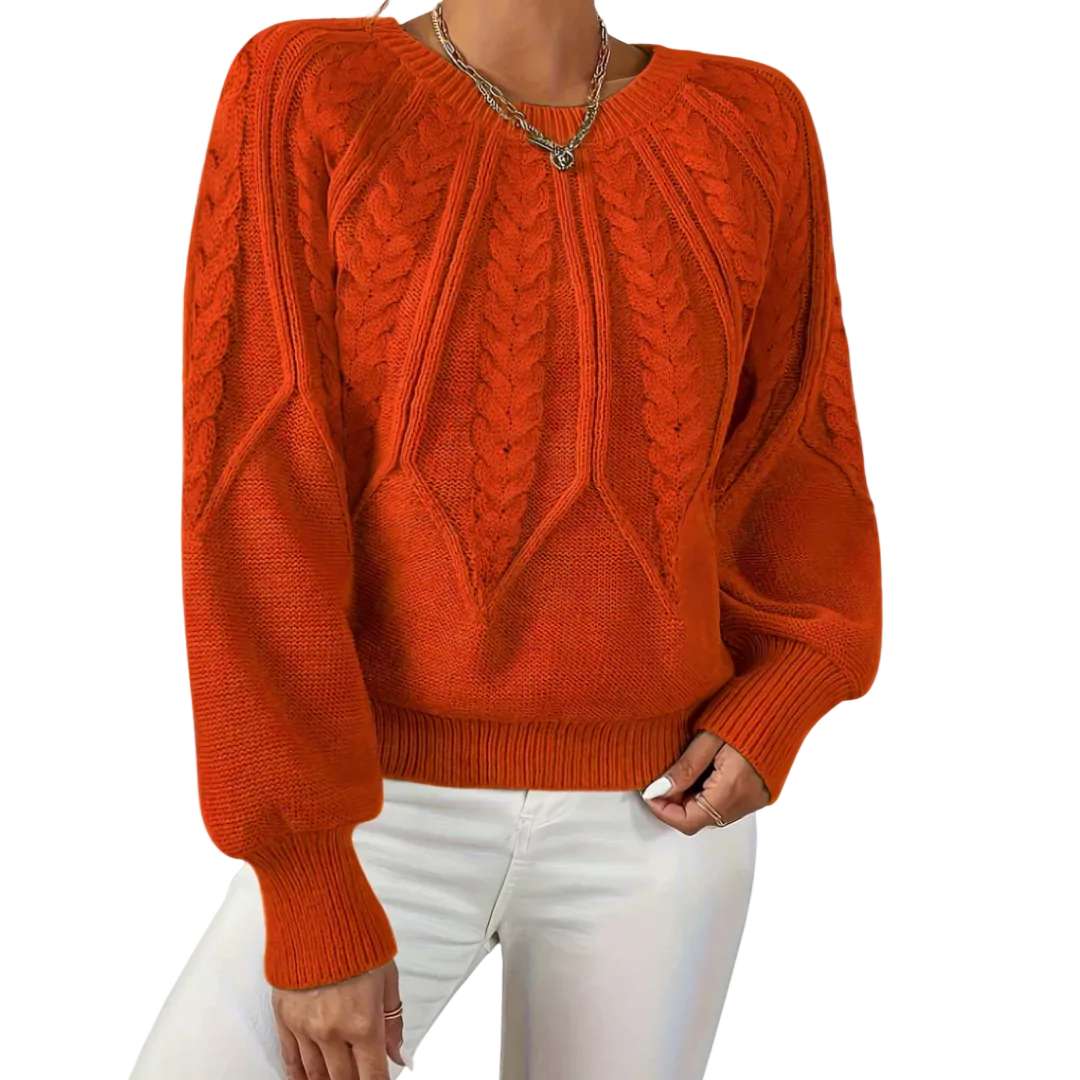 JILLIAN | CABLE KNIT RAGLAN SLEEVE SWEATER WITH TUMMY COVERAGE