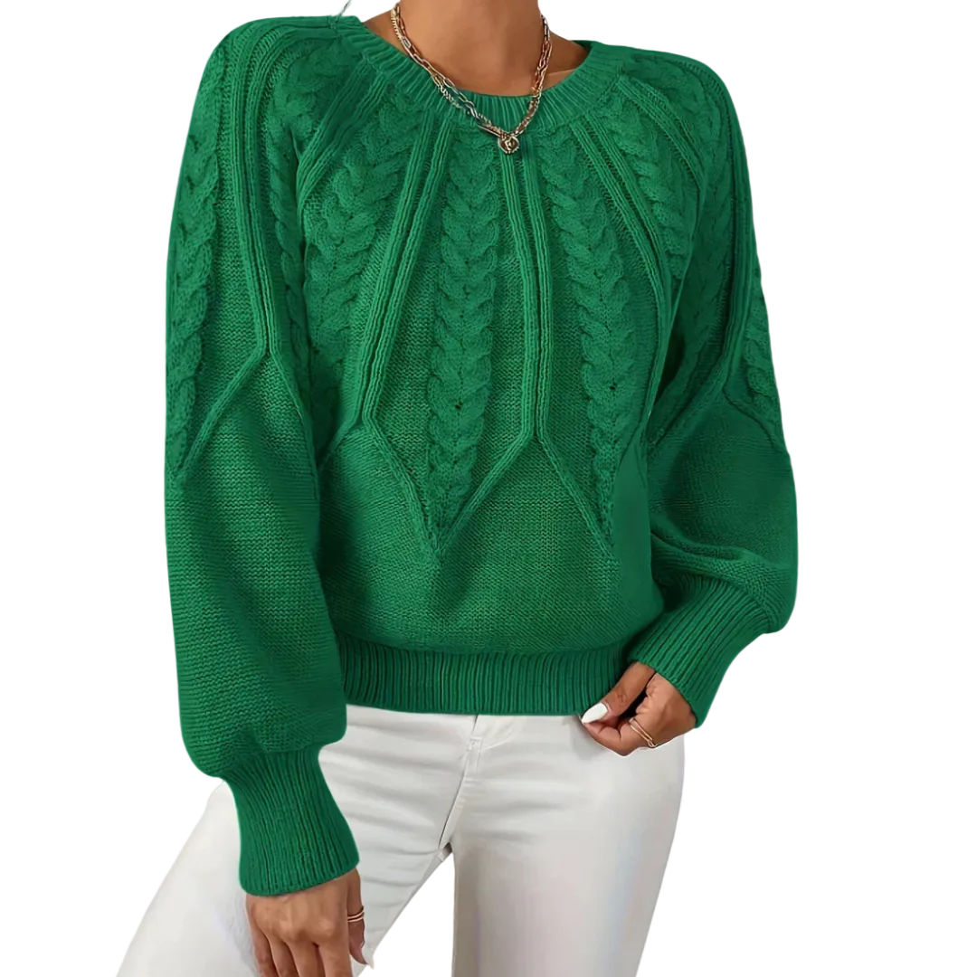JILLIAN | CABLE KNIT RAGLAN SLEEVE SWEATER WITH TUMMY COVERAGE