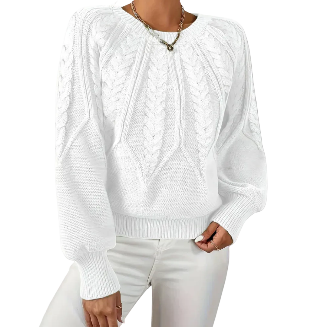 JILLIAN | CABLE KNIT RAGLAN SLEEVE SWEATER WITH TUMMY COVERAGE