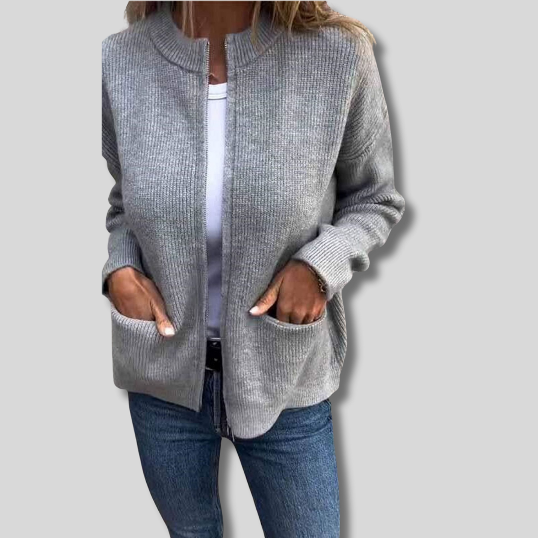 MADELEINE | ELEGANT KNIT ZIP-UP CARDIGAN