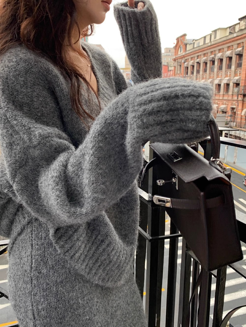 Morgan | Women's V-Neck Knit Sweater and Flare Midi Skirt Set