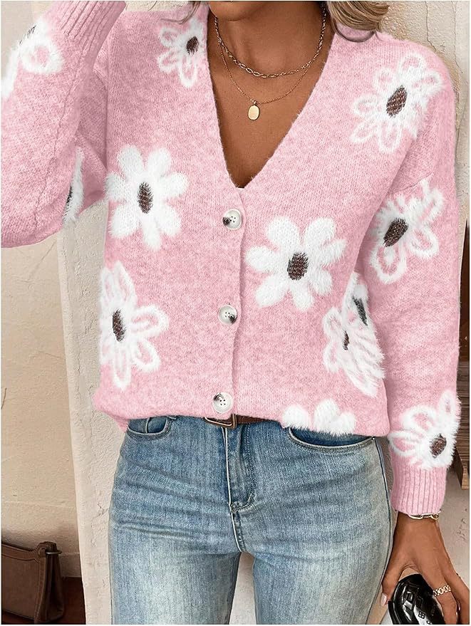 MIRANDA | ELEGANT FLORAL BUTTON-DOWN CARDIGAN WITH TUMMY COVERAGE
