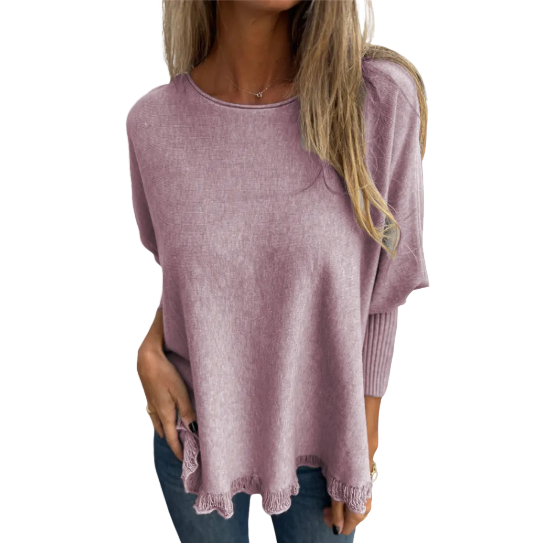 VICTORIANA | ELEGANT FRINGE HEM KNIT TOP