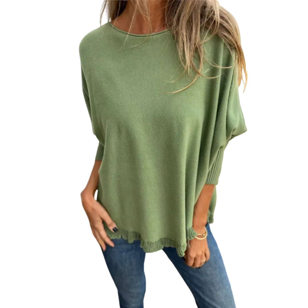 VICTORIANA | ELEGANT FRINGE HEM KNIT TOP