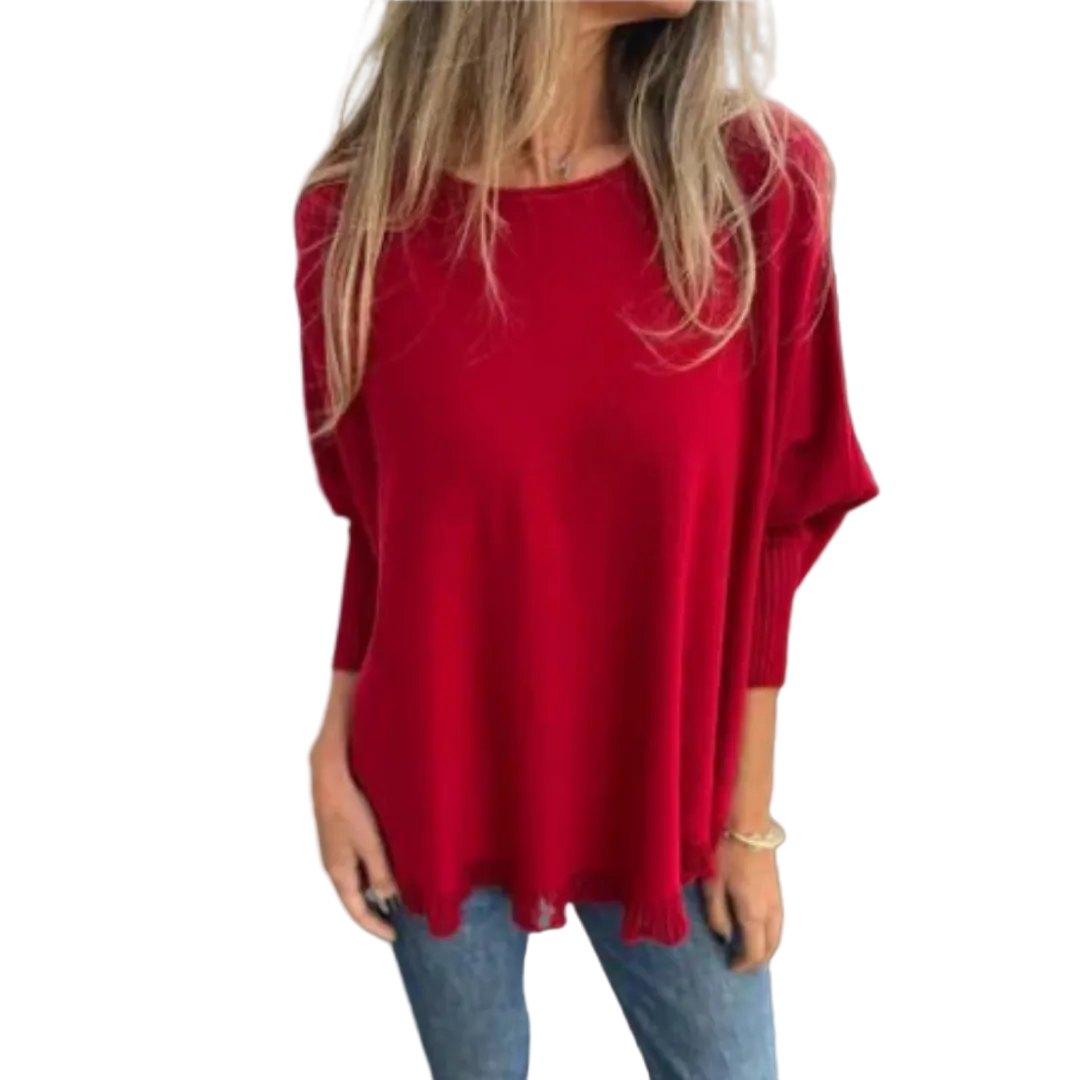 VICTORIANA | ELEGANT FRINGE HEM KNIT TOP