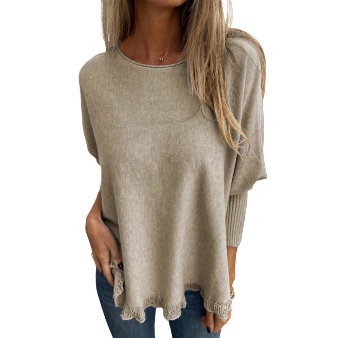VICTORIANA | ELEGANT FRINGE HEM KNIT TOP