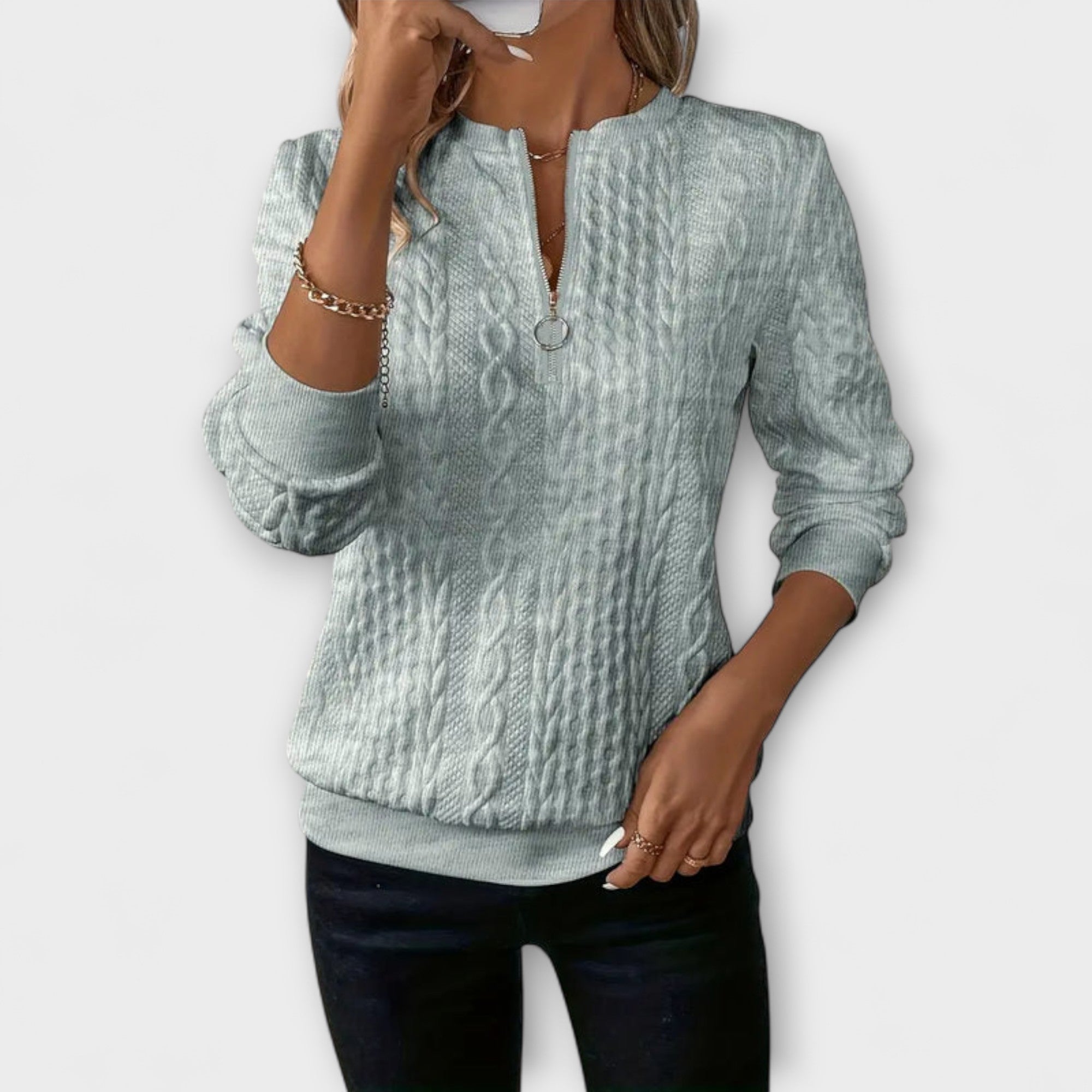 JOY | CHIC ELEGANT KNIT ZIP-UP SWEATER