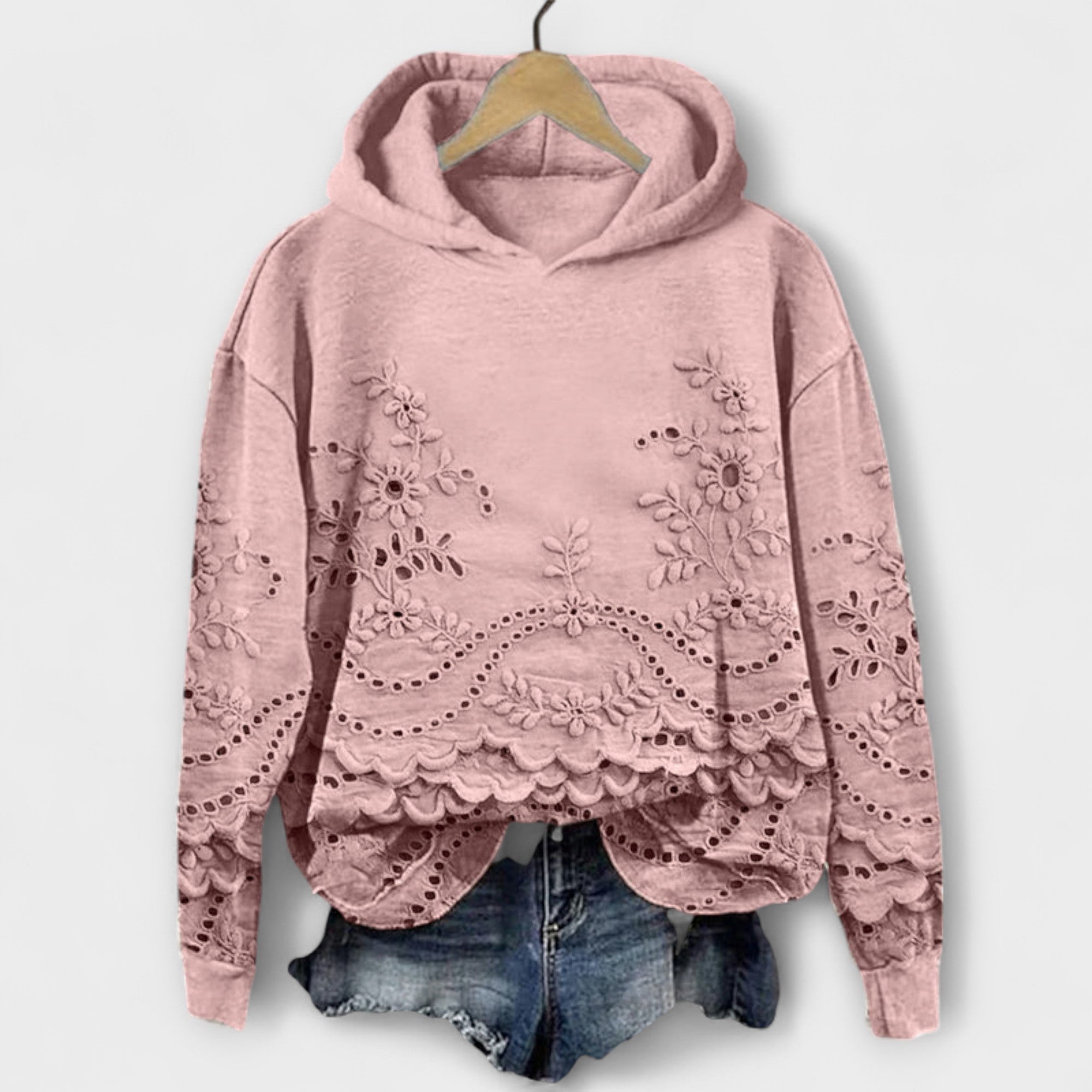 KIELA | ELEGANT HOODIE WITH LACE DETAILS