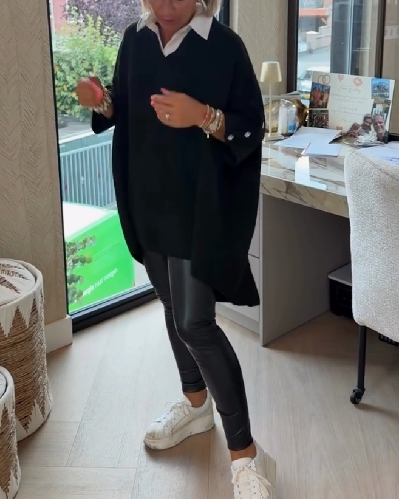 AVA | ELEGANT V-NECK BUTTONED ASYMMETRICAL JUMPER WITH TUMMY COVERAGE