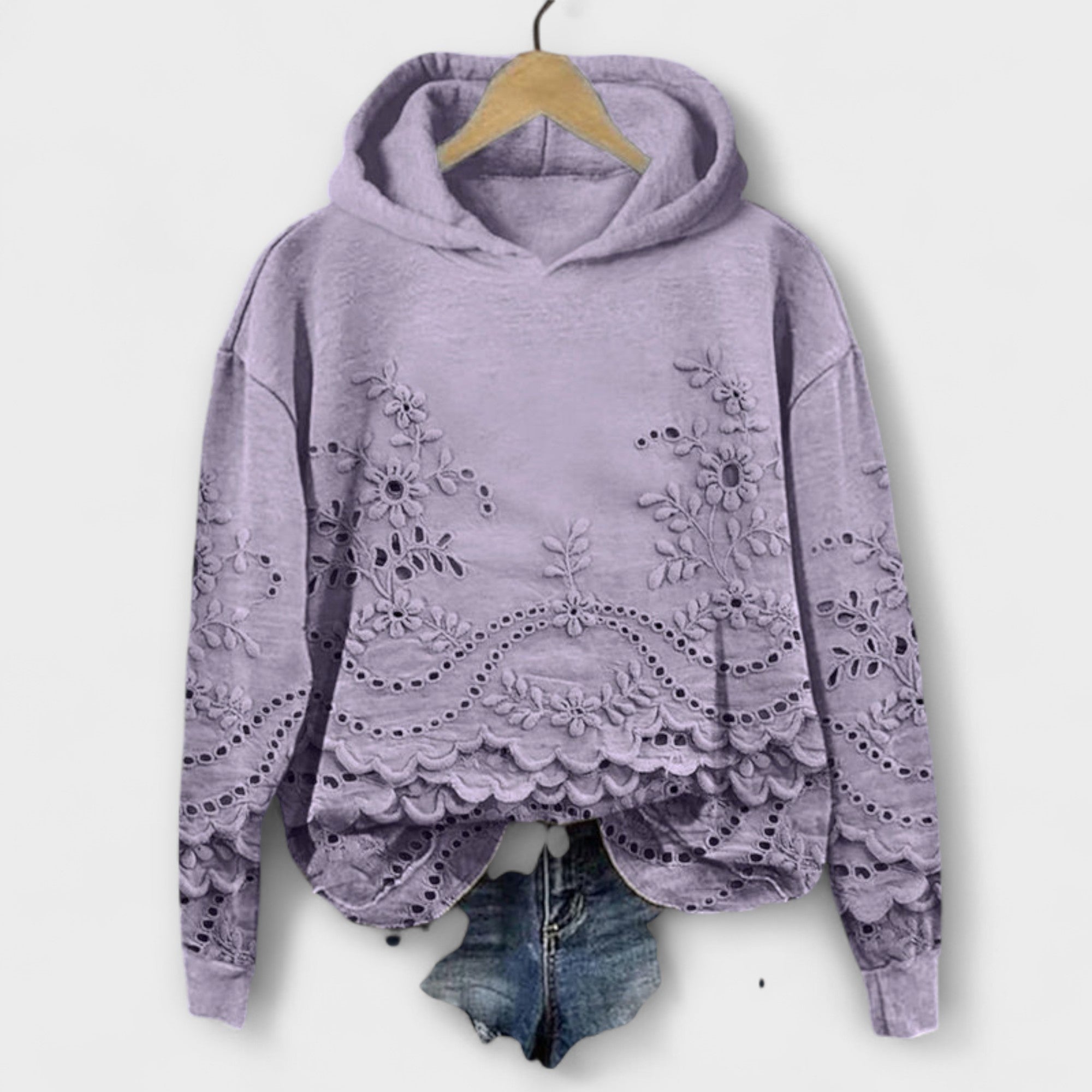 KIELA | ELEGANT HOODIE WITH LACE DETAILS