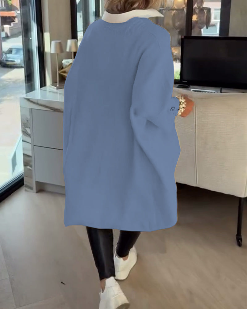 AVA | ELEGANT V-NECK BUTTONED ASYMMETRICAL JUMPER WITH TUMMY COVERAGE