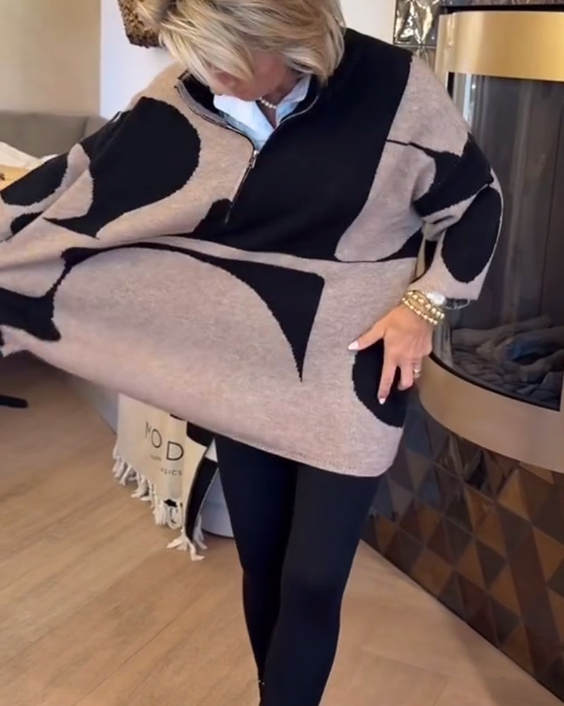 LIV | ELEGANT HALF-ZIP STAND COLLAR PULLOVER