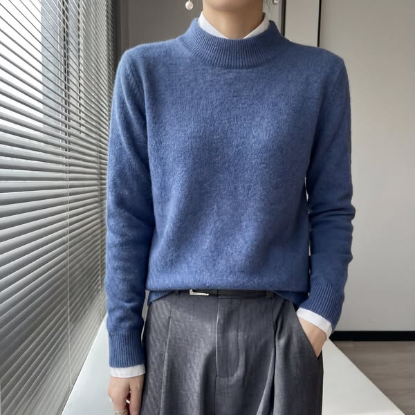ELARA | PURE CASHMERE MOCK NECK KNIT
