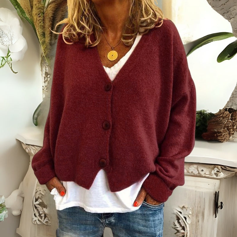 MIYA | CROPPED V-NECK CARDIGAN WITH ELEGANT TUMMY COVERAGE