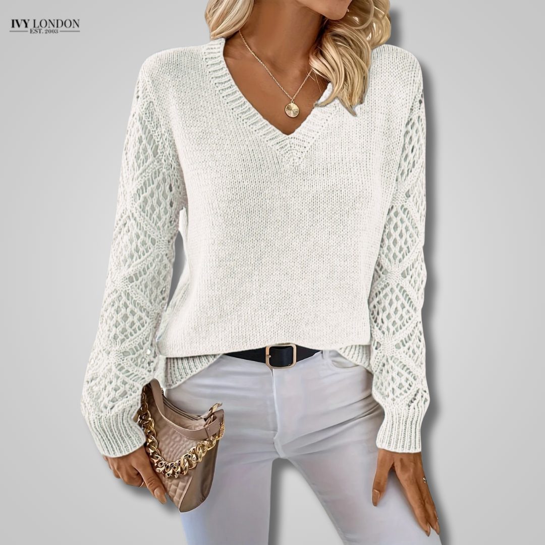 CHERRY | ELEGANT V-NECK WOMEN’S SWEATER