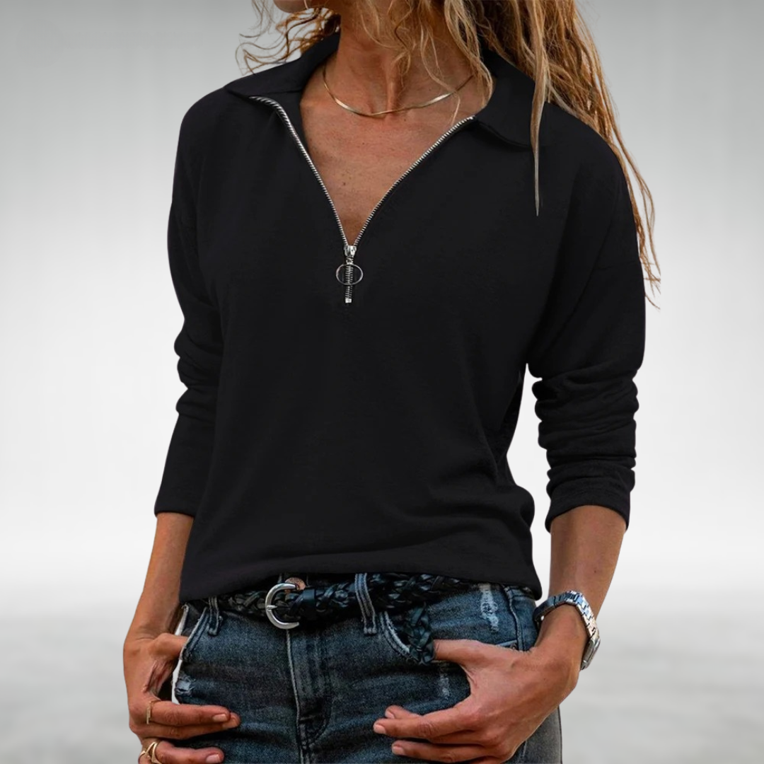 DOLORIS | HALF-ZIP PULLOVER WITH ELEGANT TUMMY COVERAGE