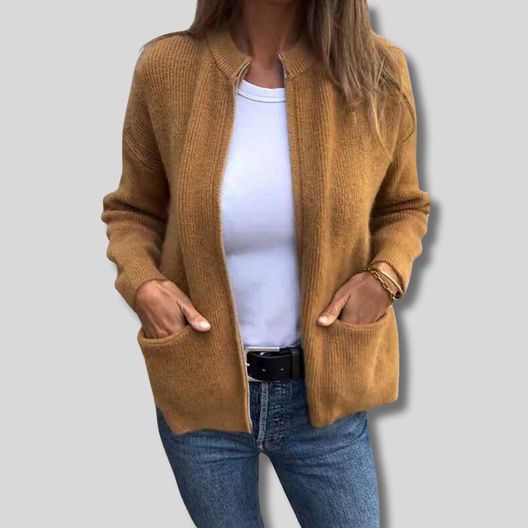 MADELEINE | ELEGANT KNIT ZIP-UP CARDIGAN