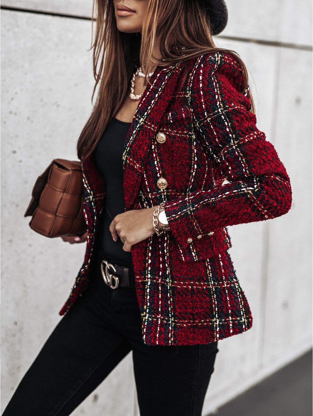 Rose Retro Luxe Tweed Blazer | Timeless Elegance with Modern Confidence