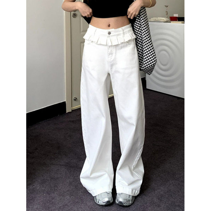 Lace-Trimmed Wide-Leg Jeans | Elegant Denim with Modern Flair