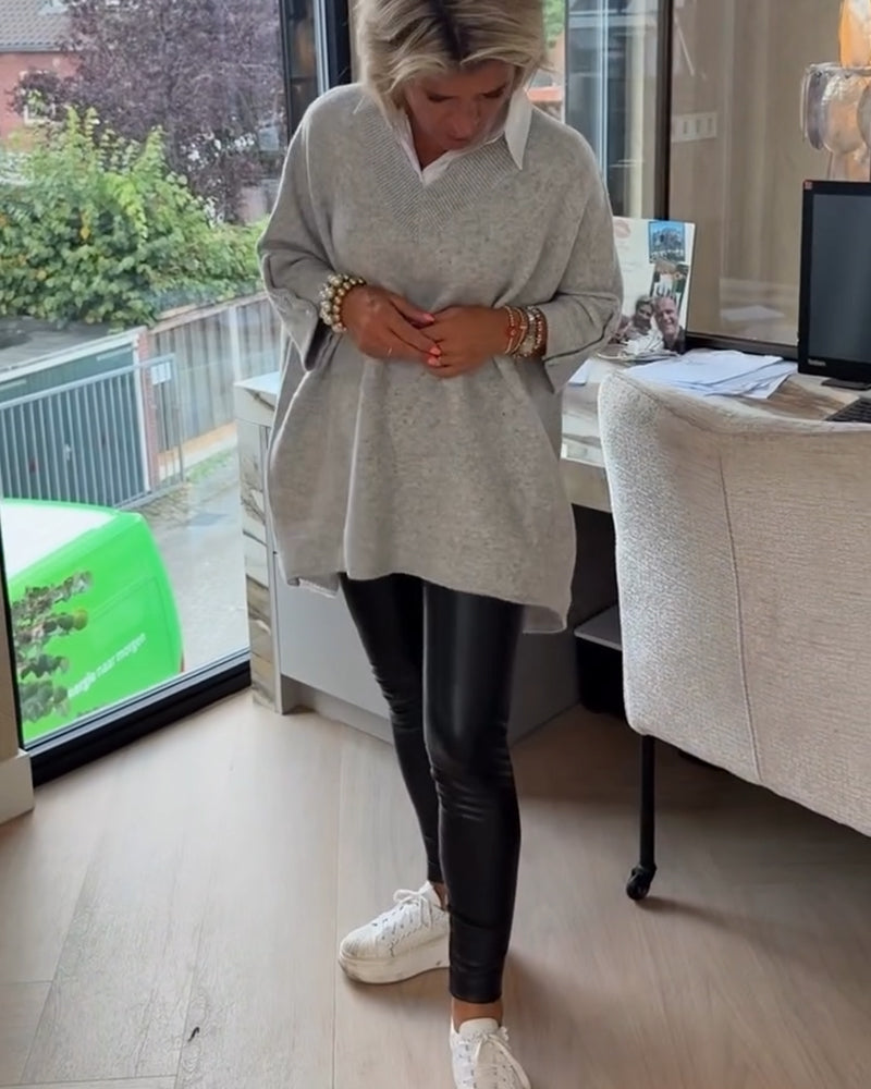 AVA | ELEGANT V-NECK BUTTONED ASYMMETRICAL JUMPER WITH TUMMY COVERAGE