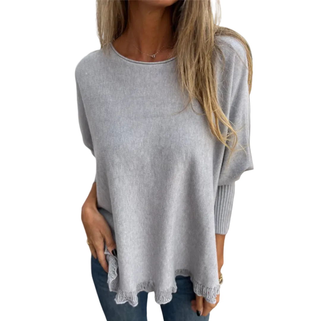 VICTORIANA | ELEGANT FRINGE HEM KNIT TOP