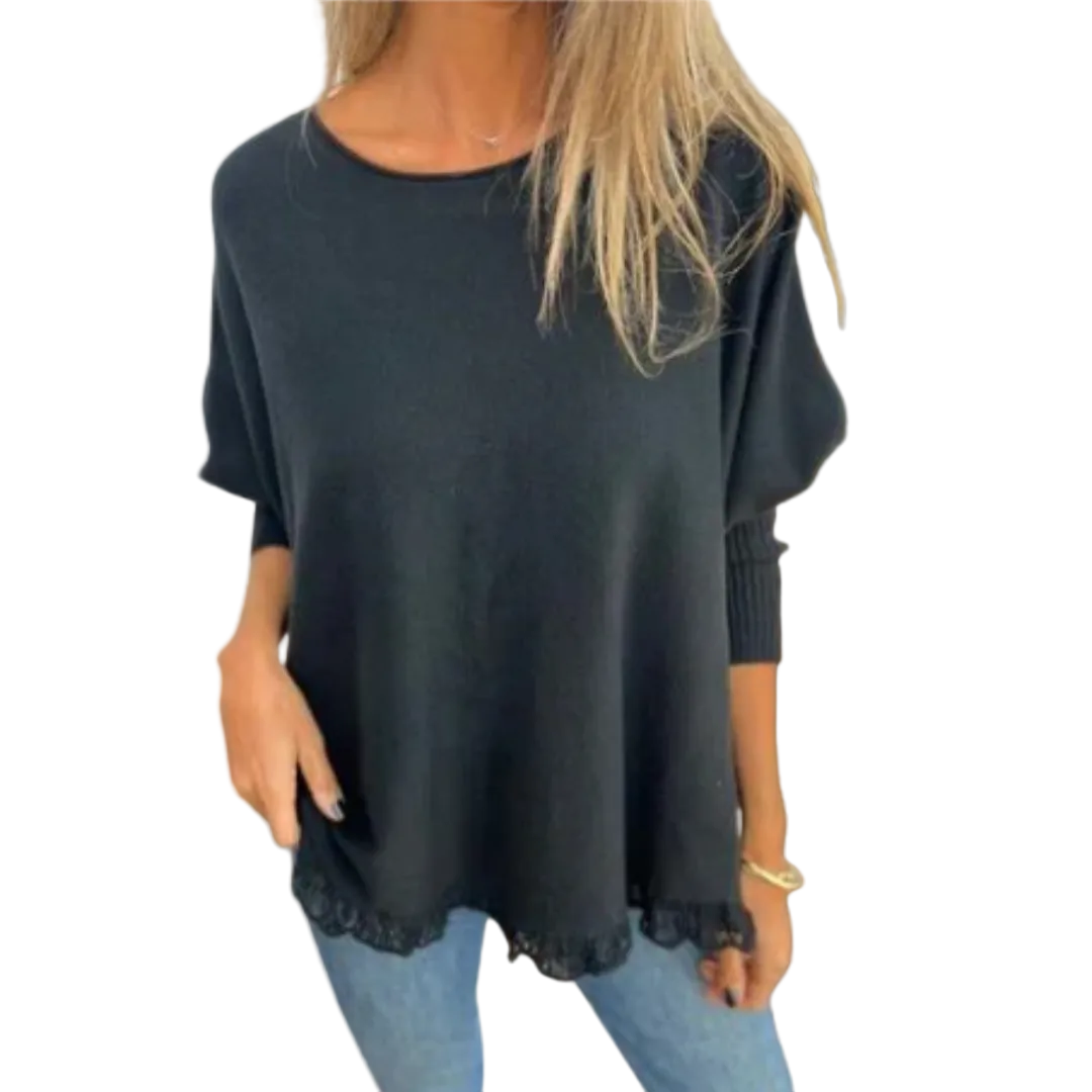 VICTORIANA | ELEGANT FRINGE HEM KNIT TOP
