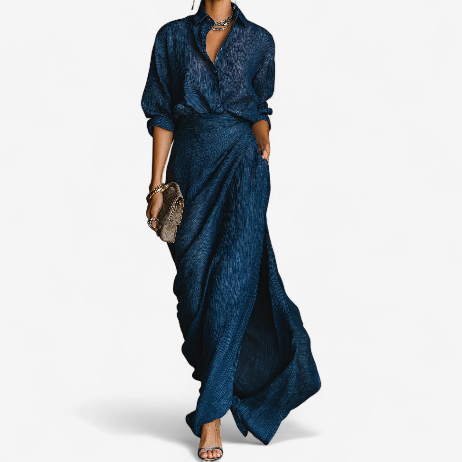 AMELIA MARIBEL | ELEGANT BLUE MAXI DRESS