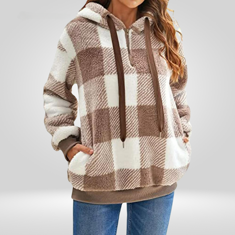 BRITT | CHECKERED HOODIE WITH MODERN TUMMY COVERAGE