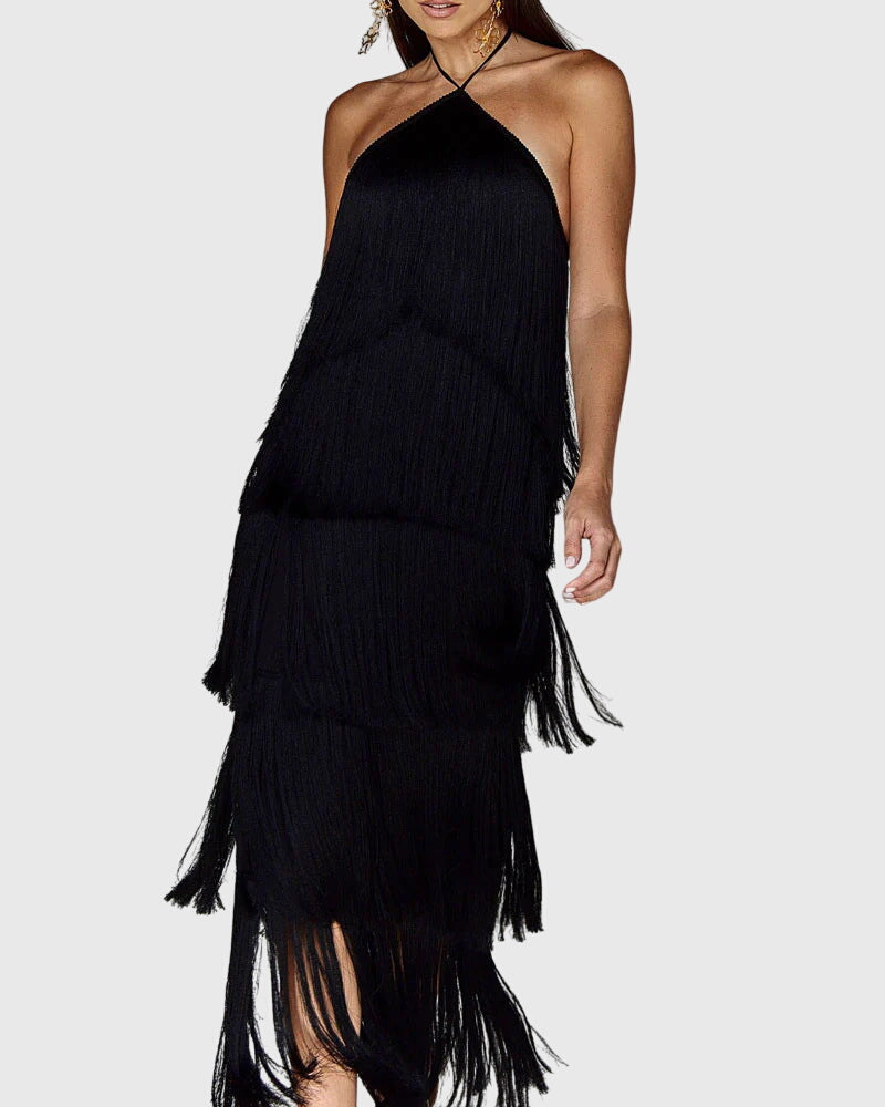 Elegant Slim-Fit Tassel Dress | Sophisticated Statement Style