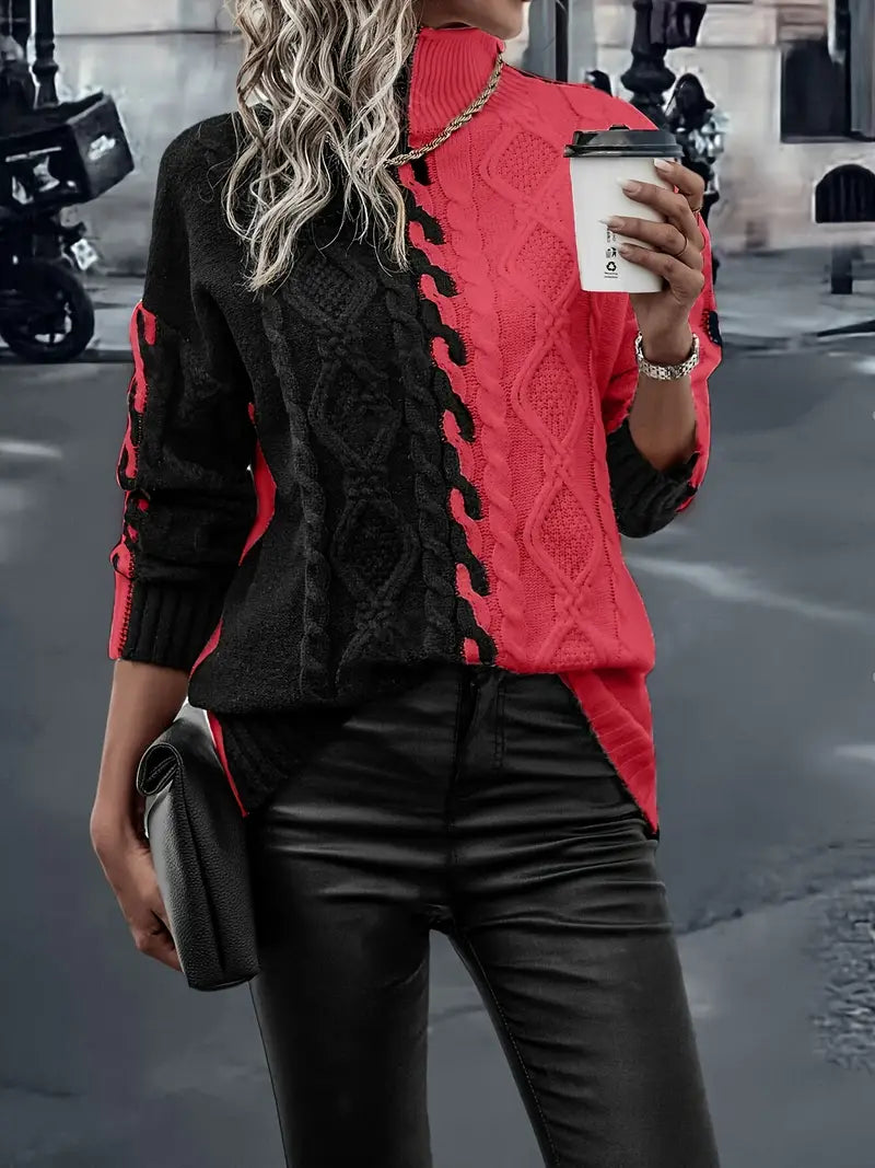 LISE | ELEGANT STRIPED TURTLENECK SWEATER