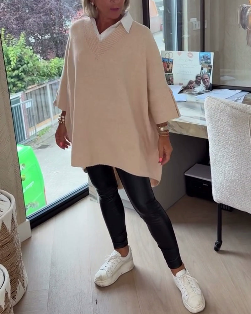 AVA | ELEGANT V-NECK BUTTONED ASYMMETRICAL JUMPER WITH TUMMY COVERAGE